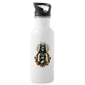Esthétique gothique Goth Filles Pentagramme Croix de Saint-Pierre - Gourde avec paille intégrée - blanc - Droite