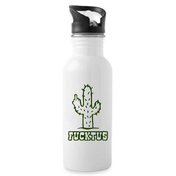 Fucktus - Fuck you Cactus - Middle Finger - Water bottle with straw - white - Right