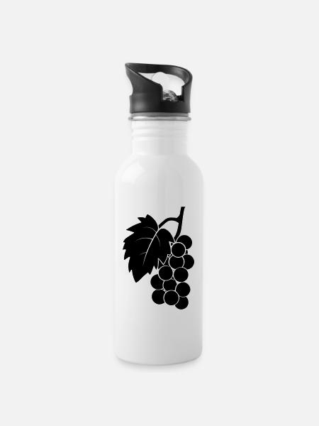 Weintraube - Trinkflasche mit integriertem Trinkhalm - Weiß