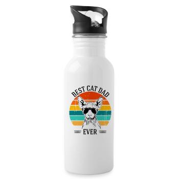 Best Cat Dad Ever Sphynx Cat Cats Wilsigns - Water bottle with straw - white - Right