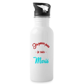 ICH KANN NICHT. HEIRATEN. ZUKÜNFTIGER BRÄUTIGAM. - Trinkflasche mit integriertem Trinkhalm - Weiß - Rechts