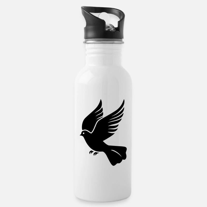 Taube - Trinkflasche mit integriertem Trinkhalm - Weiß
