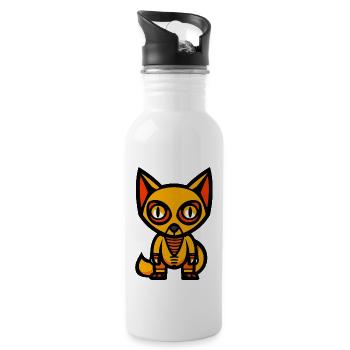 Renard Halloween Bande Dessinée Drôle - Gourde avec paille intégrée - blanc - Droite