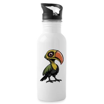 Toucan oiseau Halloween bande dessinée drôle - Gourde avec paille intégrée - blanc - Droite