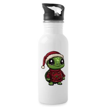 Turtle Christmas - Water bottle with straw - white - Right