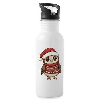 Hibou Noël - Gourde avec paille intégrée - blanc - Droite