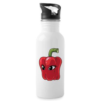 Paprika Chilli Pepperoni Spice - Water bottle with straw - white - Right