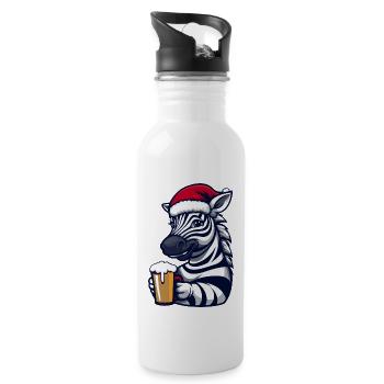 Zebra Weihnachten Bier - Trinkflasche mit integriertem Trinkhalm - Weiß - Rechts