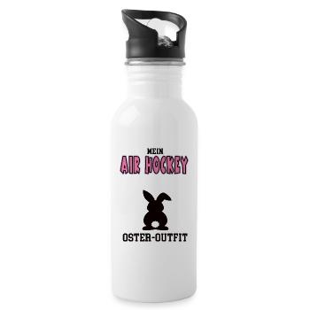 Air Hockey Oster Outfit Ostergeschenk Airhockey - Trinkflasche mit integriertem Trinkhalm - Weiß - Rechts