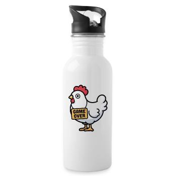 Chicken Game Over - Water bottle with straw - white - Right
