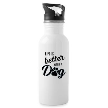 Life is better with a dog - Dog's paw - Water bottle with straw - white - Right