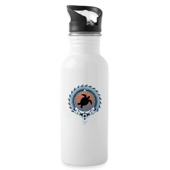 sea turtle - Water bottle with straw - white - Right