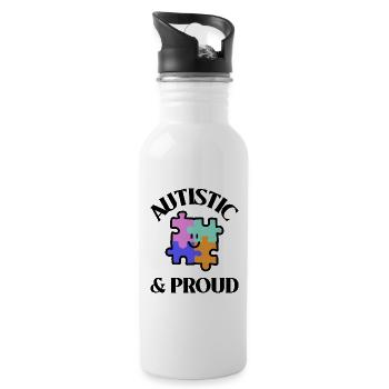 Autistic & Proud - Water bottle with straw - white - Right
