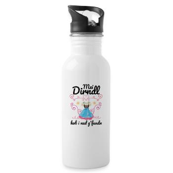 Dirndl | Mei Dirndl hob i ned g'fundn - Trinkflasche mit integriertem Trinkhalm - Weiß - Rechts