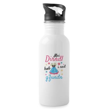 Dirndl | Mei Dirndl hob i ned g'fundn - Trinkflasche mit integriertem Trinkhalm - Weiß - Rechts