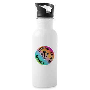 Darts: Love is. - Water bottle with straw - white - Right