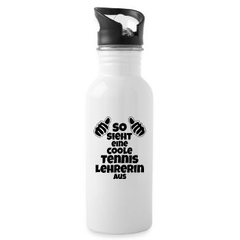 So sieht eine coole Tennislehrerin aus Tennis - Trinkflasche mit integriertem Trinkhalm - Weiß - Rechts