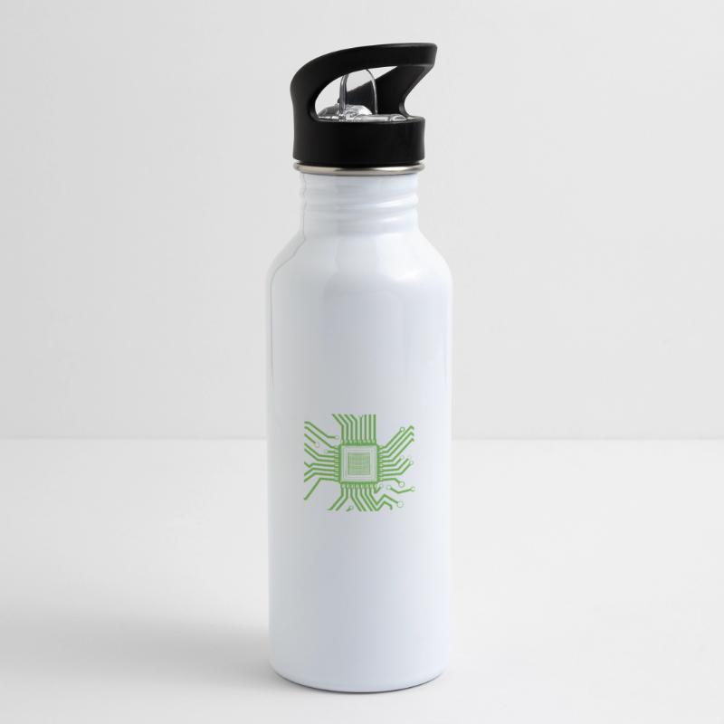 Developer Coder Programmer Microchip Water bottle with straw