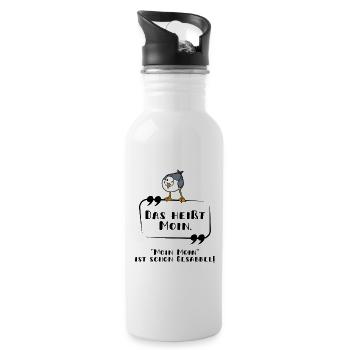 Das heißt Moin Gesabbel Möwe Plattdeutsch lustig - Trinkflasche mit integriertem Trinkhalm - Weiß - Rechts