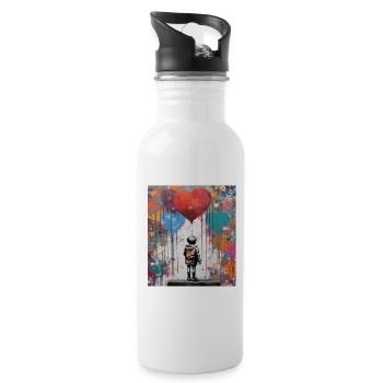 LOVE OF STREET ART BALLOONS - Water bottle with straw - white - Right