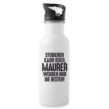 Studieren kann jeder Maurer werden nur die Besten - Trinkflasche mit integriertem Trinkhalm - Weiß - Rechts
