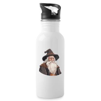 Der weiße Zauberer - Trinkflasche mit integriertem Trinkhalm - Weiß - Rechts