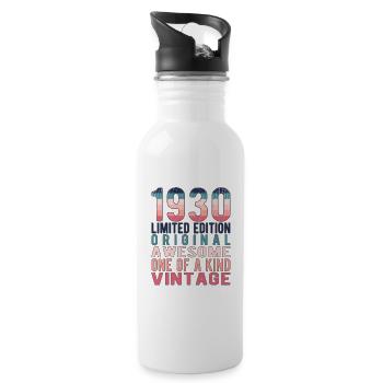 Limited Edition Since 1930 Birthday Vintage 1930's - Water bottle with straw - white - Right