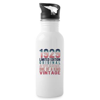 Limited Edition Since 1929 Birthday Vintage 1929 - Water bottle with straw - white - Right
