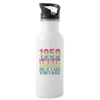 Limited Edition seit 1959 Geburtstag Vintage 1959 - Trinkflasche mit integriertem Trinkhalm - Weiß - Rechts
