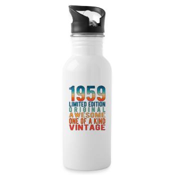 Limited Edition seit 1959 Geburtstag Vintage 1959 - Trinkflasche mit integriertem Trinkhalm - Weiß - Rechts