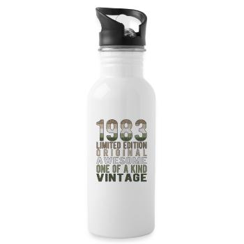 Limited Edition seit 1983 Geburtstag Vintage 1983 - Trinkflasche mit integriertem Trinkhalm - Weiß - Rechts