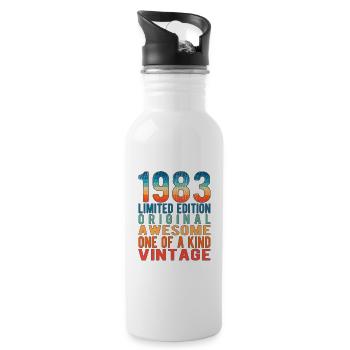 Limited Edition seit 1983 Geburtstag Vintage 1983 - Trinkflasche mit integriertem Trinkhalm - Weiß - Rechts