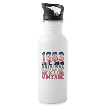 Limited Edition seit 1983 Geburtstag Vintage 1983 - Trinkflasche mit integriertem Trinkhalm - Weiß - Rechts