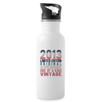 Limited Edition since 2013 Birthday Vintage 2013 - Water bottle with straw - white - Right