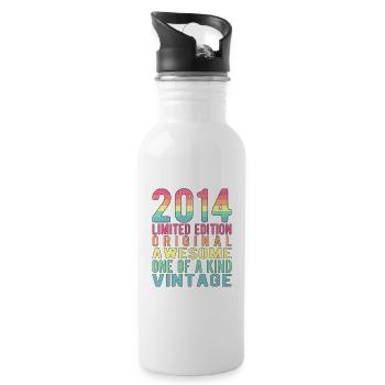 Edition limitée depuis 2014 Anniversaire Millésime 2014 - Gourde avec paille intégrée - blanc - Droite