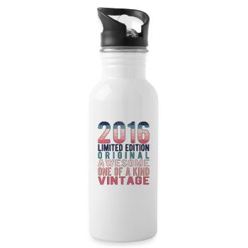 Limited Edition Since 2016 Birthday Vintage 2016 - Water bottle with straw - white - Right