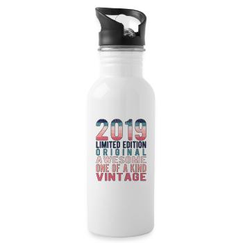 Limited Edition Since 2019 Birthday Vintage 2019 - Water bottle with straw - white - Right