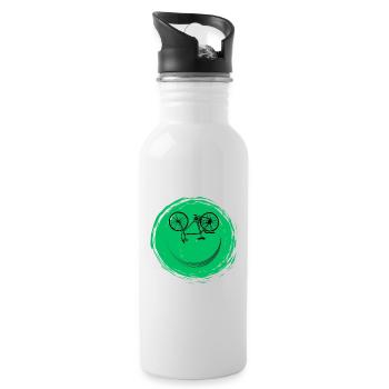 Bicycle Face - Water bottle with straw - white - Right