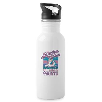 Rollerskater Party Retro Feels Of Disco Night Gift - Water bottle with straw - white - Right