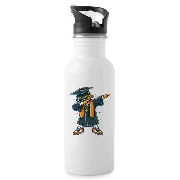 Cool Graduate Dab Pose Illustration - Water bottle with straw - white - Right