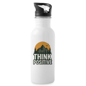 Denken Sie positiv Natur Abenteuer T-Shirt - Trinkflasche mit integriertem Trinkhalm - Weiß - Rechts