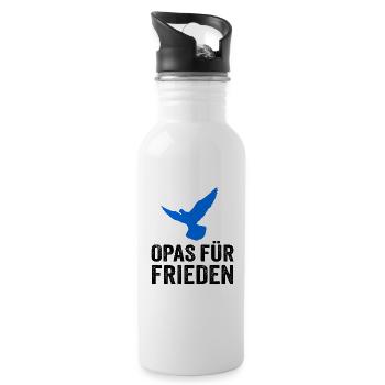 Opas für Frieden - Trinkflasche mit integriertem Trinkhalm - Weiß - Rechts