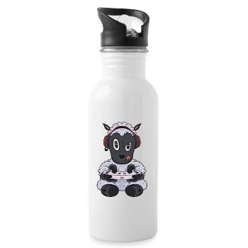 Lamb With Gaming Controller I Funny Gaming I Gamer - Trinkflasche mit integriertem Trinkhalm - Weiß - Rechts