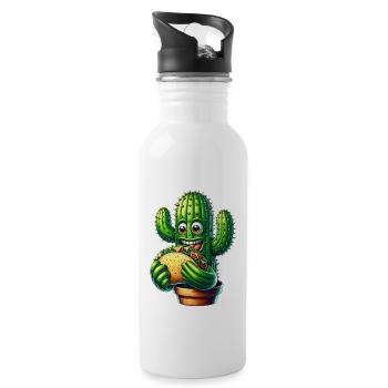 Kaktus Taco Mexiko Essen Mexikanisch Cartoon - Trinkflasche mit integriertem Trinkhalm - Weiß - Rechts