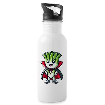 Mignon Halloween Poireau Vampire Bande dessinée Vert - Gourde avec paille intégrée - blanc - Droite