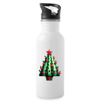Christmas tree made of watermelon - Water bottle with straw - white - Right