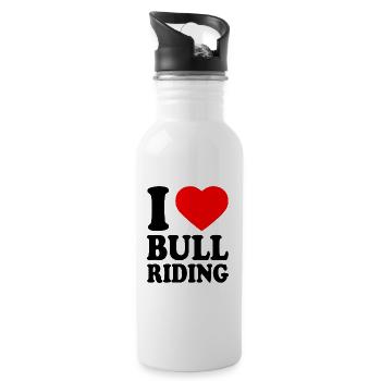 I love bull riding - Water bottle with straw - white - Right