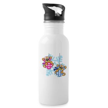 Weihnachtsmotiv - Trinkflasche mit integriertem Trinkhalm - Weiß - Rechts