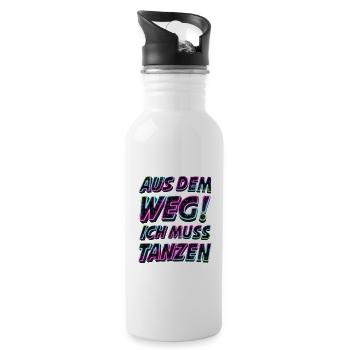 Aus dem Weg ich muss tanzen. Sprüche, Party, Musik - Trinkflasche mit integriertem Trinkhalm - Weiß - Rechts
