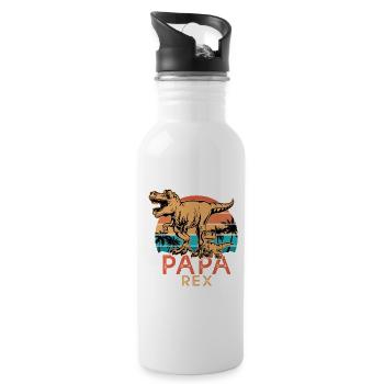 Geschenk dad t rex - Trinkflasche mit integriertem Trinkhalm - Weiß - Rechts